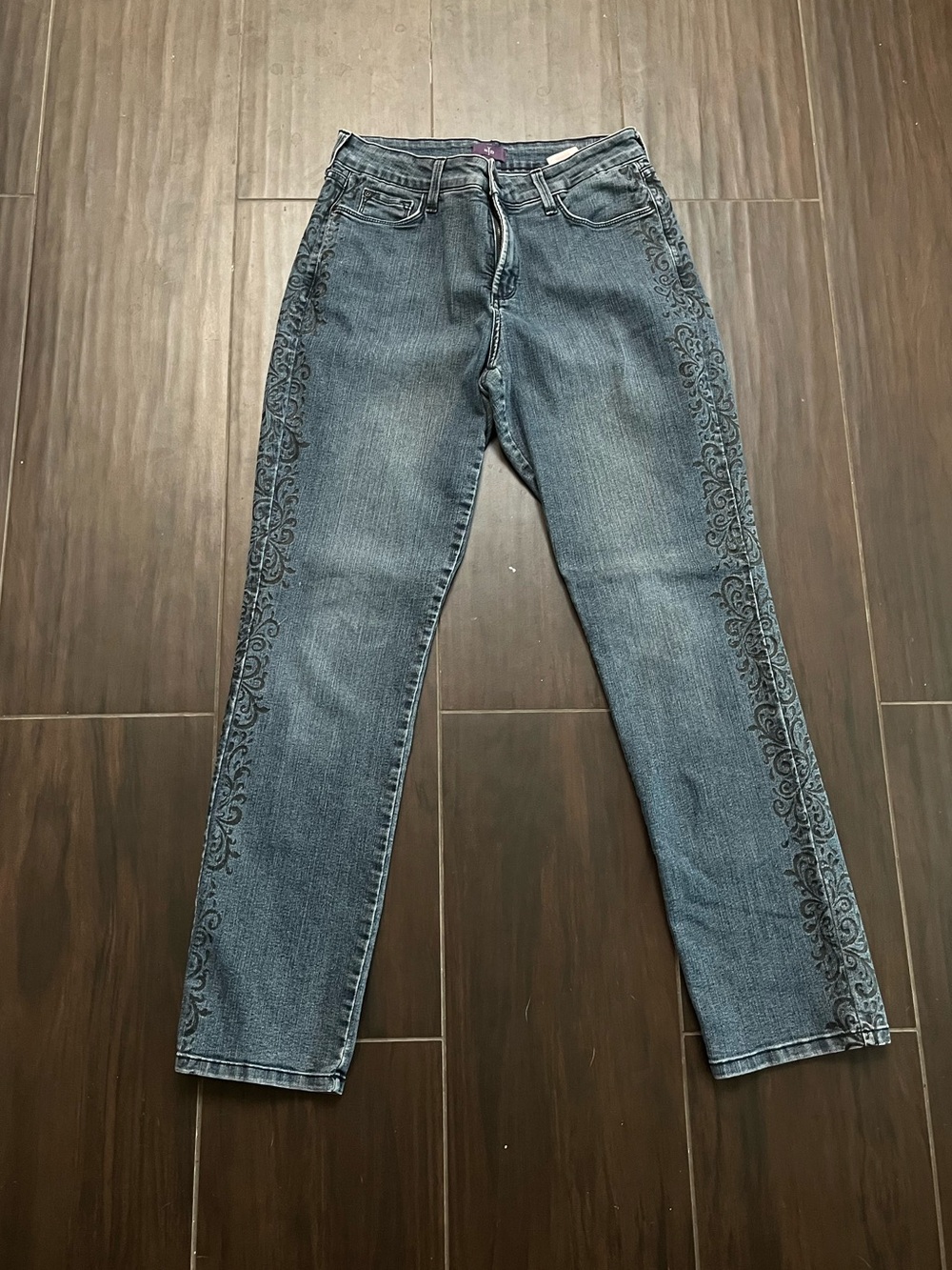 NYDJ Purple-Trim Washed Blue Jeans